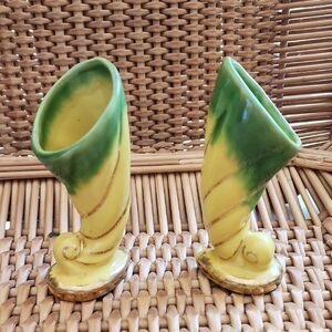 Vintage Pair Shawnee Cornucopia Vases